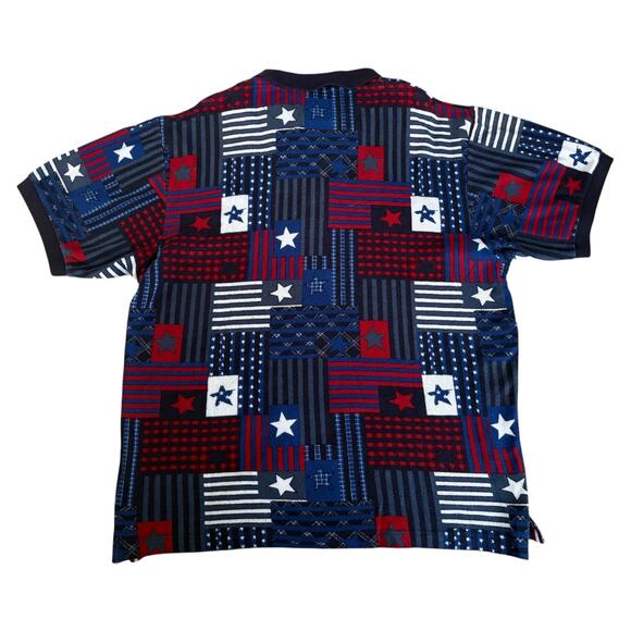 VTG Chaps Ralph Lauren Polo Shirt Patriotic Star Stripe Cowboy Patchwork US Flag - Picture 7 of 7